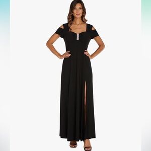 R&M Richards Women’s Embellished Sweetheart Neck Evening Dress